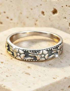 Pieza Anillo de flor de margarita negra vintage y delicada, de plata real, para regalo de compromiso, boda o San Valentín de mujer - Shein - FashionsVida