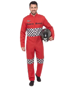 Rennfahrer-Kostüm Rennfahrer-Anzug rot-weiss-schwarz - KARNEVAL-MEGASTORE - FashionsVida