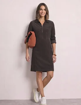 Knielanges Kleid aus Cord mit Zipper female Braun - Street One - FashionsVida