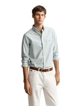 Camicia A Maniche Lunghe Oxford Banker Regular Fit Botanical Hue M