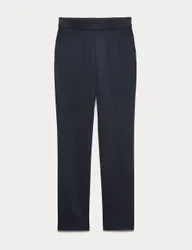 Jersey Slim Fit Ankle Grazer Trousers Dark Navy female