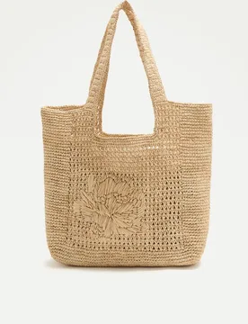 Bolso shopper de rafia con flor - Latouche - FashionsVida
