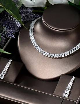 HIBRIDE Newly Jewelry Set Luxury Sparkling CZ Geometric Design Wedding Earring Necklace Jewelry Sets Bijoux Femme EnsembleN-1298 - Aliexpress - FashionsVida