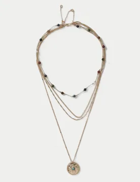 Multirow Natural Stone Pendant Necklace Gold female - Per Una - FashionsVida