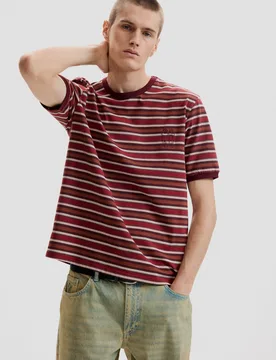 T-shirt maille rayée RED L male - Desigual - FashionsVida