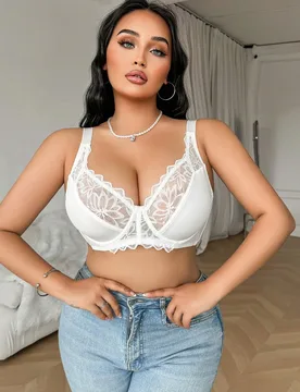 Bustier sexy de encaje con patchwork, talla grande para mujer, con aros, cómodo, de una pieza - Shein - FashionsVida
