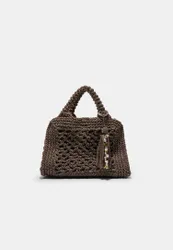 Tote-Bag aus Häkelgarn mit Metallfaden Braun OS