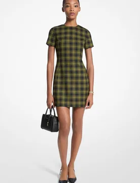 Vestido corto a cuadros de lana elástica - MICHAEL Michael Kors - FashionsVida