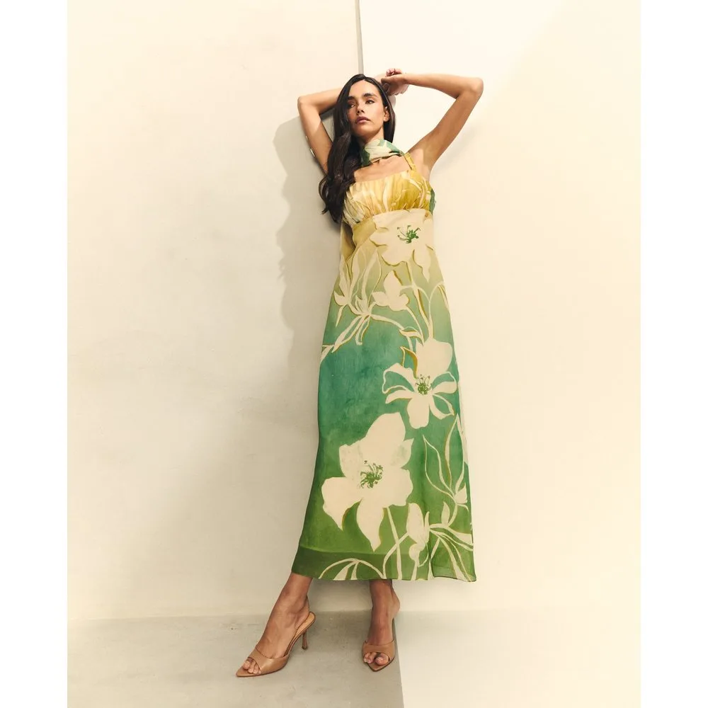 Vestido largo corte imperio con pareo a juego - Hannibal Laguna Collection - FashionsVida