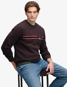 Superdry Men's Outdoor Stripe Logo Sweatshirt Lockere Passform Dunkelbraun - Größe: Xxl - 74.99 - FashionsVida