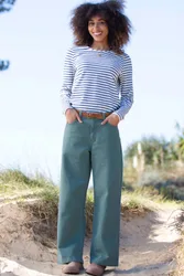 Wareham Womens 100% Cotton Wide Leg Twill Jeans - - Size: 20