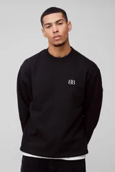 Herren Oversized B Bestickte Sweatshirt Black Größe Large