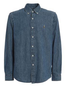 Camicia in denim con ricamo logo