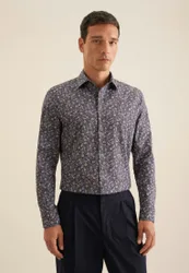 Slim Business Hemd Floral Braun 38