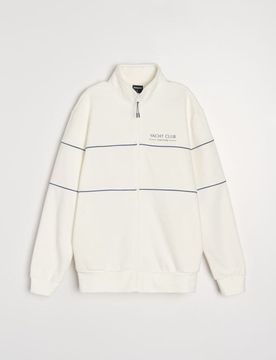 Felpa bomber con scritta - bianco