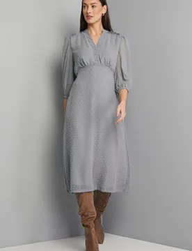 Womens Dobby Pleat Detail Button Midi Dress - Green - Size 14 Uk - Wallis - FashionsVida