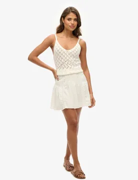 Superdry Women's Minirock mit Spitzenbesatz Creme - Größe: 40 - 59.99 - FashionsVida