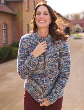 Alpaka-Strickjacke Peru - Blau-Multi - female - Size: 40
