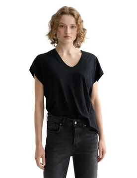 Maglietta A Maniche Corte Con Collo A V U9a01223t Black XS - Scotch & Soda - FashionsVida