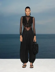 Pure Linen Balloon Trousers Black female