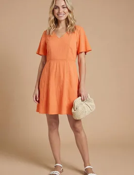 Women's Lace Trim Angel Sleeve Mini Dress in Orange Size: 10 - Orange - Size: 10 - Dorothy perkins - FashionsVida