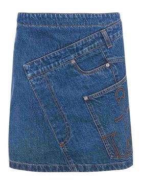 Minigonna in denim intrecciato