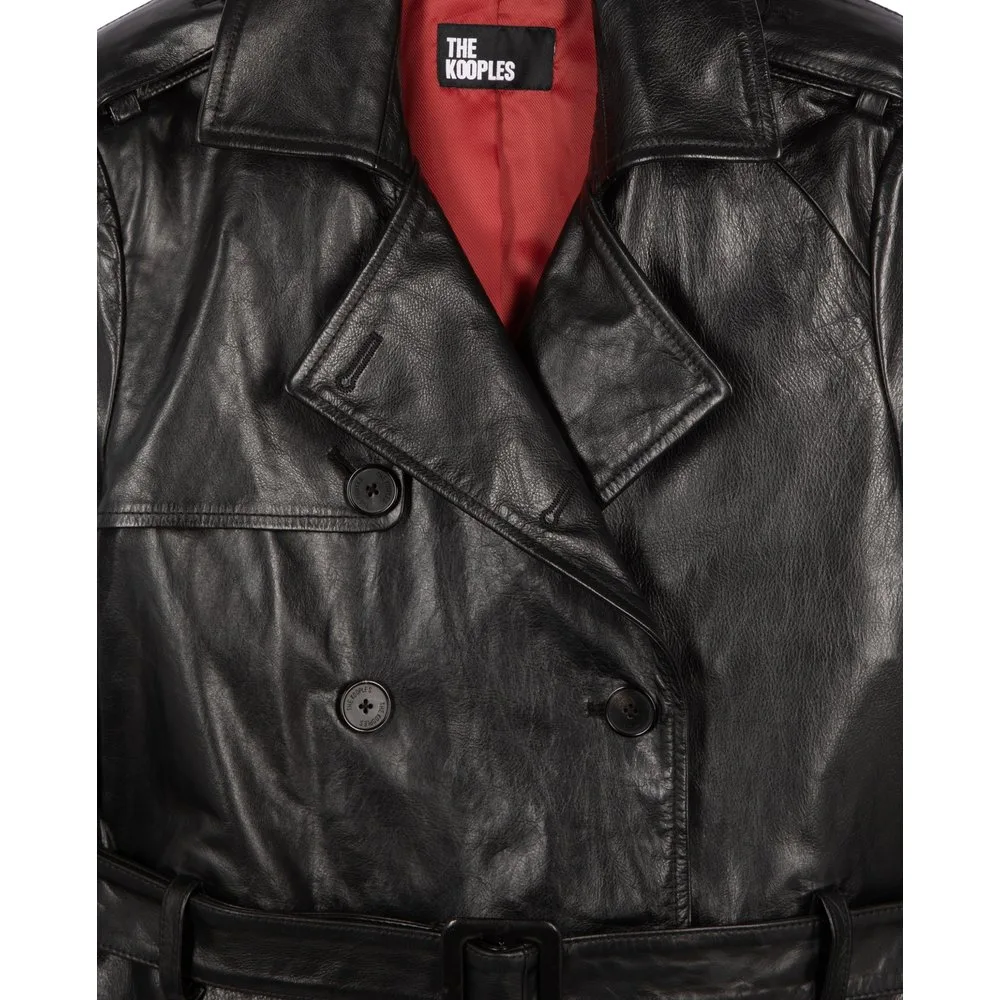 Gabardina de mujer larga de cuero - The Kooples - FashionsVida