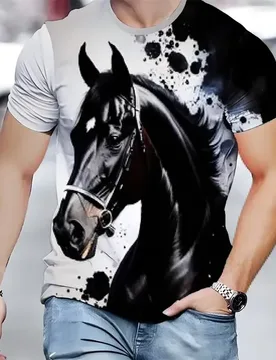Men's Horse Graphic T-Shirt with 3D Digital Print Designed for Sports and Outdoor Activities Featuring Stretch Fabric - Aliexpress - FashionsVida