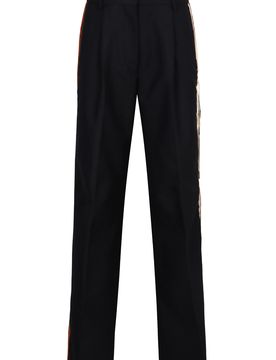 Straight-Fit Wool Pants with Belt Loops