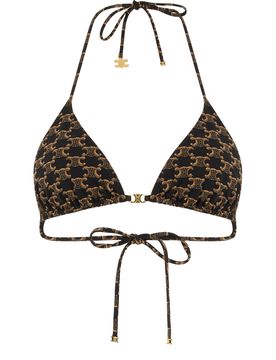 Triangle Bikini Top in Jersey with Monogram
