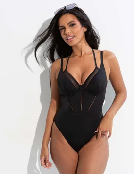 Sydney Wired Plunge Swimsuit (C-G) Black female - Pour Moi - FashionsVida