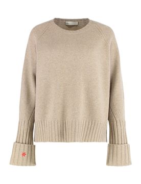 Merino Wool Round-Neck Sweater with Long Sleeves