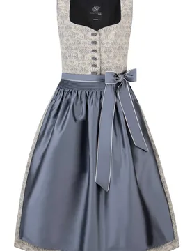 Dirndl Rosemarie (rauchblau, Gr. 48) von Heimatgwand Premium für Damen, 55% Baumwolle, 30% Leinen, 15% Viskose - Stockerpoint - FashionsVida