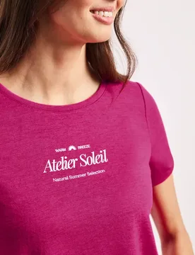 T-Shirt mit Rundhals und Wording female Pink - Street One - FashionsVida