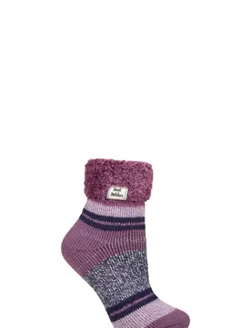 Women's 1 Pair Sleep Turn Over Cuff Socks Halda Mulberry 4-8 - Purple - Size: Small - Heat Holders - FashionsVida