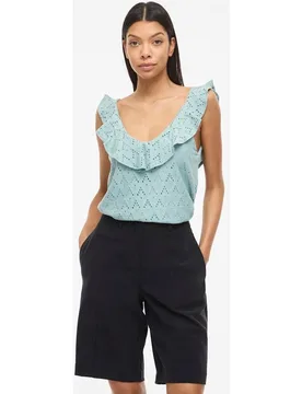Top de mujer con volantes de algodón - Vila - FashionsVida