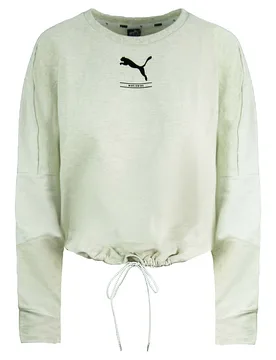 Womens Relaxed Fit Nu-Tility Crewneck Long Sleeve White Women Sweatshirt 581378 19 - Off-White Cotton - Size Large - Puma - FashionsVida