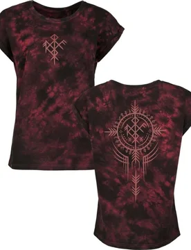 T-Shirt - Pagan Roots printed T-Shirt with wash - S bis XXL - für Damen - Größe S - schwarz/rot - Frauen - female - Black Premium by EMP - FashionsVida
