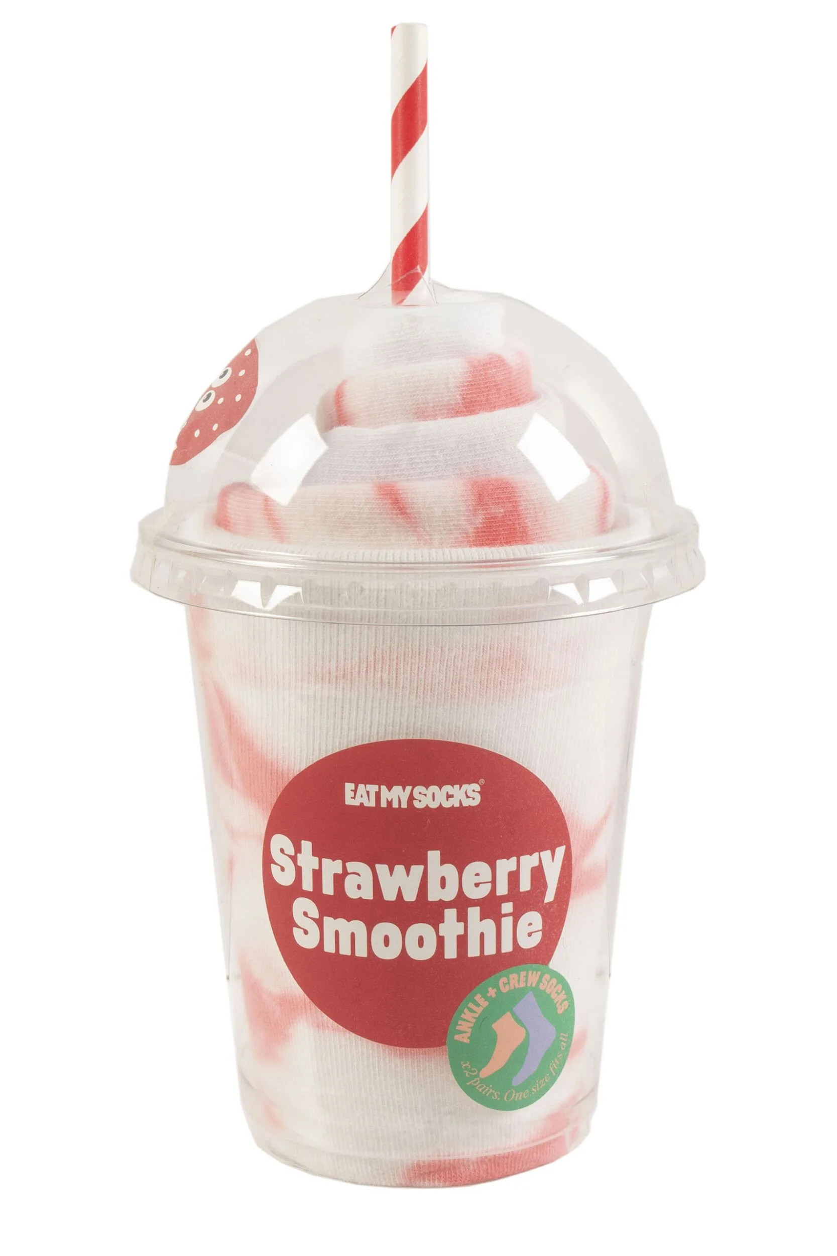 Pair Smoothie Cottons Socks Strawberry Smoothie One Size - Multi Coloured - Size: One Size - EAT MY SOCKS - FashionsVida