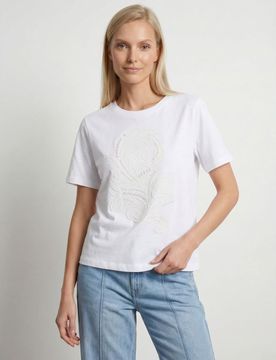 T-shirt in cotone con applicazioni 3D - bianco