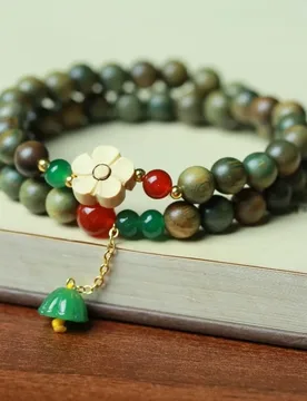 Argentinian Green Sandalwood DIY with Lotus Pod, Artistic and Fresh Couple's Gift, Double Circle Bracelet - Aliexpress - FashionsVida