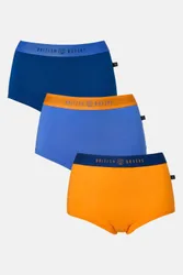 Pack of Three "Citron Blue" Cotton Hipster Boxer Briefs - Dark Blue - Size: 14