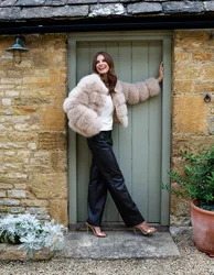 Pelted Fur Jacket - M / BEIGE - female
