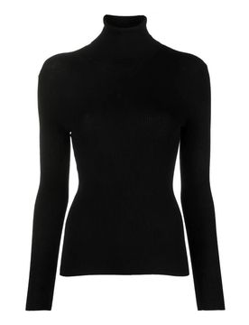 Maglia a collo alto in lana lavorata a coste
