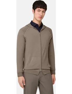 Sudadera con capucha y cremallera completa de lana superfina - Boggi Milano - FashionsVida
