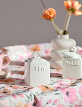Contenitore in ceramica per tè con coperchio - bianco