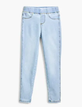 Leggings en denim avec logo BLUE 5/6 female - Desigual - FashionsVida