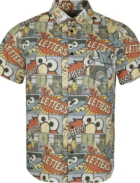 Kurzarmhemd - Comic - Allover - S bis XL - für Männer - Größe S - multicolor - EMP exklusives Merchandise! - Männer - male - Sesamstraße - FashionsVida
