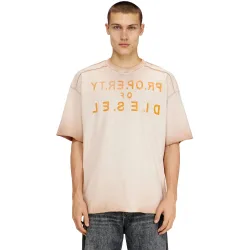 Camiseta oversize de hombre de algodón con estampado frontal y trasero