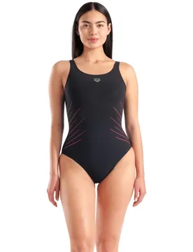 Isa Squared Back C Cup Damen Badeanzug, schwarz 46